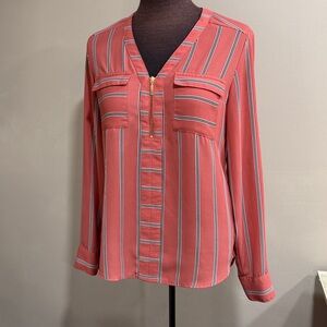 Express Coral and Black Striped Top size small